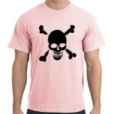 Skull n Bones (Black) T-Shirt, Light Pink, M