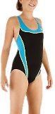 Speedo Endurance Plus Lane Splice Splashback Girls Swimming Costume (Black/Blue 32`)