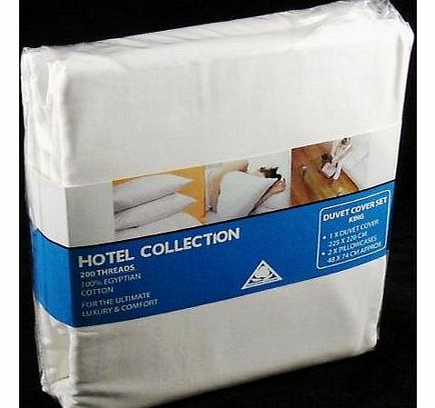 Hotel Collection 200 TC Egyptian Cotton Off White King Size Duvet Cover   2 x Pillowcases Bedding Set
