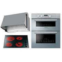Built Under Double Oven UY46X- Ceramic Hob E6014 and Integrated Hood HTN40