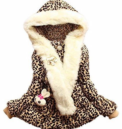 Baby Girls Kids TrendyFaux Fur Leopard Hoodies Coat Kids Winter Warm Jacket Snowsuit (6-7 Years)