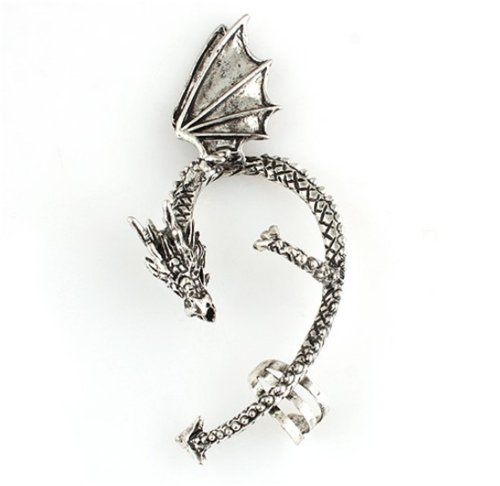 Hot Fashion Gothic Punk Temptation Metal Dragon Bite Ear Cuff Wrap Clip Earrings silver