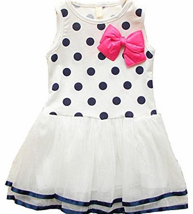 Hotportgift Kids Baby Girls Clothes Polka Dot Bow One-piece Dress Skirt Child Summer Dress