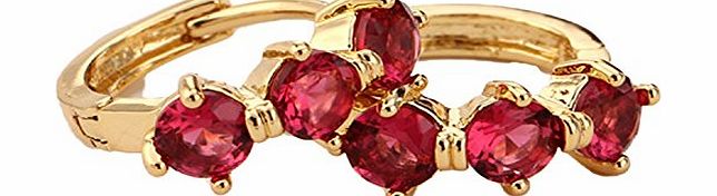 Hotportgift New Classic golden Genuine round cut ruby unique style Huggie earrings