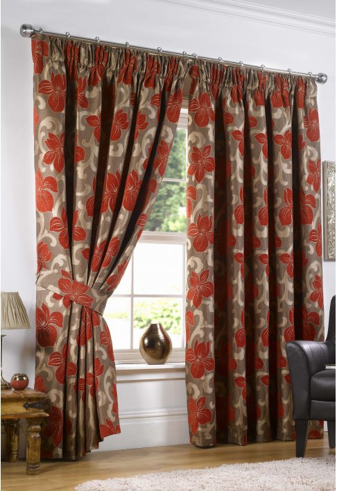 Houghton Chilli Lined Curtains