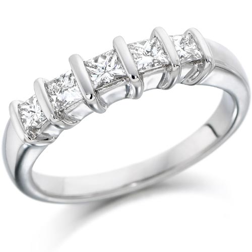 House Of Williams 0.5 Ct Five Stone Princess Cut Diamond Ring In 18 Carat White Gold