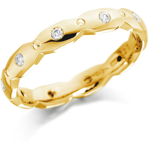 House Of Williams 3mm 0.10 Ct Diamond Link Court Wedding Band In 18 Ct Yellow Gold
