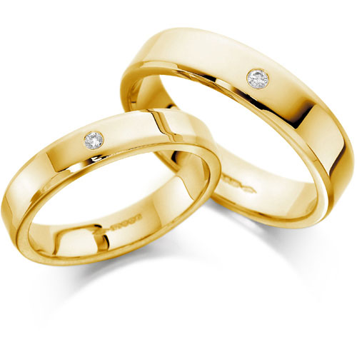 4mm 0.02 Bevelled Edge Flat Wedding Band In 9 Ct Yellow Gold