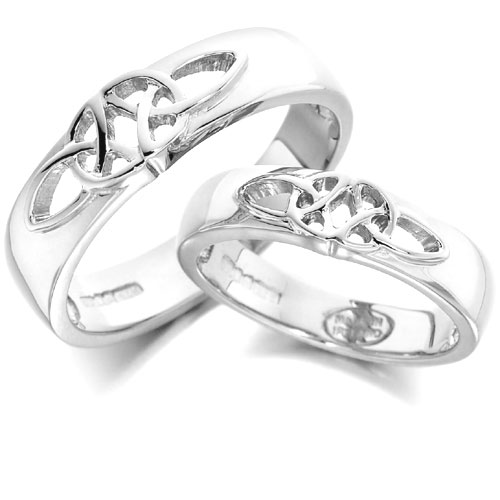 4mm Celtic D Shape Wedding Band In 9 Ct White Gold