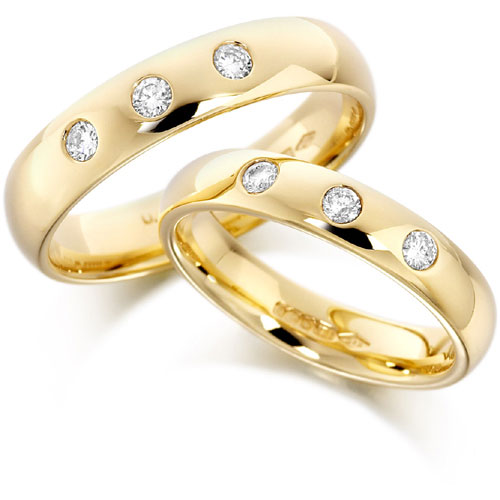 House Of Williams 5mm 0.15 Ct Diamond Court Wedding Band In 18 Ct Yellow Gold