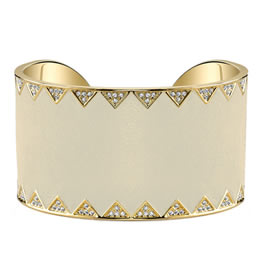 House of Harlow 14k Gold Plated Cream Leather