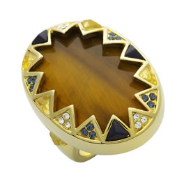 House Of Harlow 14kt Gold Plated Tigers Eye Ring