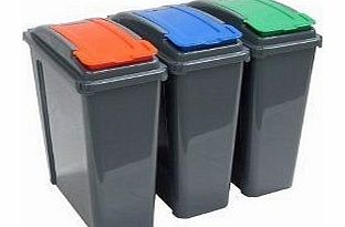 Houseware Pack Of Three 25 Litre Recycling Bins