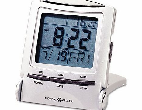 Howard Miller Distant Time Traveler Alarm Clock, 2-1/4in, Silver, 1 AAA (incl), Sold as One Each