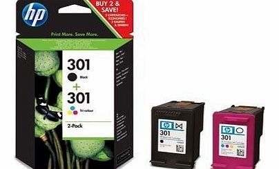 HP 301 2-pack Black/Tri-color Original Ink Cartridges Combo pack