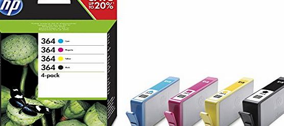 HP 364 Original Ink Cartridge - Black/Cyan/Magenta/Yellow, Pack of 4