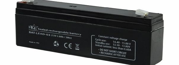 HQ 12V 2Ah Universal Sealed Rechargeable Lead Acid Battery