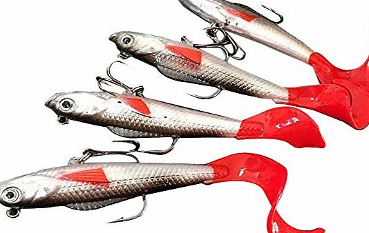Hrph 4 Pcs Lead Head Soft Fishing Lures Long Tail Pesca Sharp Hook Soft Fish Bait 10cm 9.3g