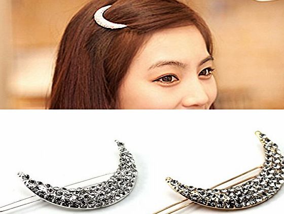HuaYang Delicate design Stylish Hairpin Lady Women Hair Jewelry Accessory Rhinestone Half Moon Hair Clip(Gold)