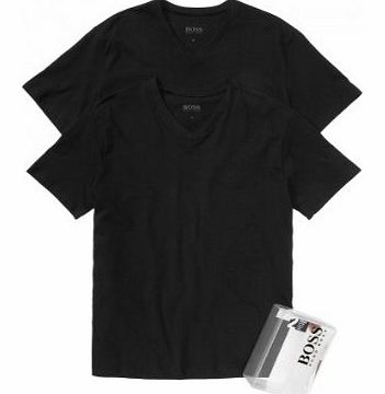 Hugo Boss 2-Pack Loose Fit V-Neck T-Shirts, Black Size: Large