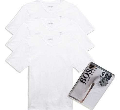 Hugo Boss 3-Pack Cotton Classic V-Neck T-Shirts, White (L)
