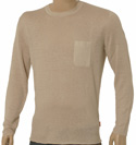 Hugo Boss Beige Lightweight Round Neck Linen Sweater