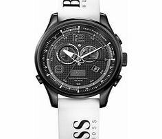 Black and white chronograph watch