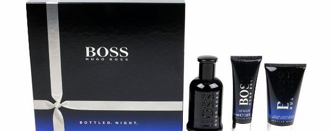 Hugo Boss BOTTLED NIGHT Gift Set for Men 100ml (3.3 Fl.Oz) EDT Spray, 50ml (1.6 Fl.Oz) Shower Gel, 75ml (2.5 Fl.Oz) After Shave Balm
