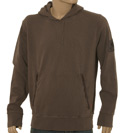 Brown Hooded Cotton Worn Effect Sweatshirt