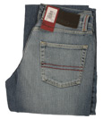 Faded Blue Denim Ripped Button Fly Jeans 34 Leg