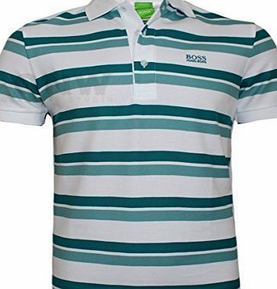 Hugo Boss  MENS GR PICARD STRIPE POLO T-SHIRT S,M,L,XL,XXL (XL, White amp; Green)