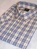 Mens Blue Check Short Sleeve Cotton Shirt (Black Label)