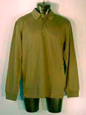 Mens Green Long Sleeve 3 Button Polo Shirt