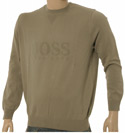Hugo Boss Mid Green Fine Ribbed Cotton Mix Sweater