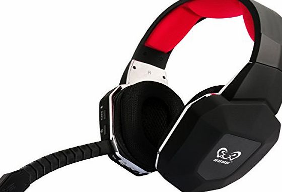 HUHD Noising Cancelling Wireless Gaming Headsets for PS4, Xbox one, Xbox 360, PS3 and PC Computer, Removable MIC with Mute Switch, LED light up Totem - Black amp; Red