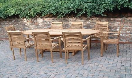 Humber Imports 8 Foot Table Top Grade Teak 8 Seater 17 Piece Stacking Set