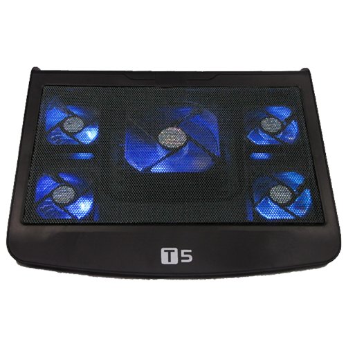 HUMLIN Laptop and Notebook USB Cooling Cooler Stand Pad with 5 Fans and Blue LED - 10-17 Inches T5