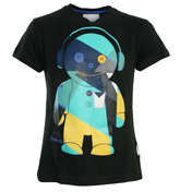Jakato Black T-Shirt with Printed Design