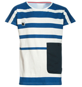 Humor Skibo Skunki Blue and White Stripe T-Shirt