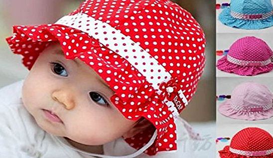 HuntGold 1X Comfortable 3-24 Months Baby Toddler Girls Sun Polka Dot Cotton Hat Cap(red)