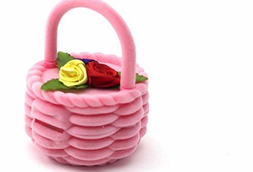 HuntGold Christmas Birthday Gift Women Flower Basket Ring Earring Jewelry Box Case Display Gift Collection(pink)