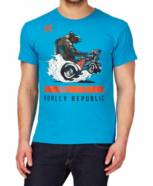 Mens Hurley California Bear T-Shirt - Cyan