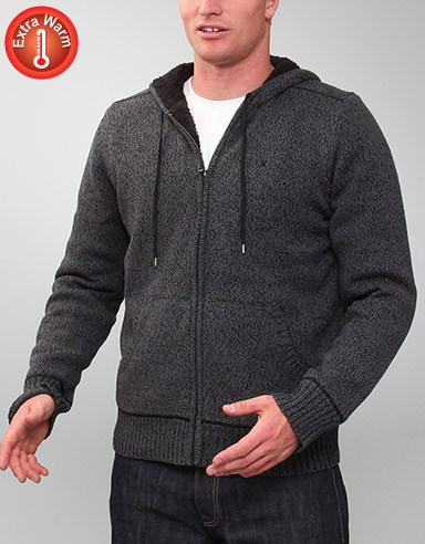 Squad Sherpa lined hooded zip knit