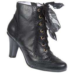 Female Divinity Leather Upper Leather/Textile Lining Fashion Ankle Boots in Black