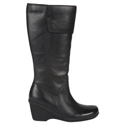 Hush Puppies Female Katiyana Leather Upper Textile Lining Comfort Calf Knee Boots in Black