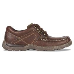 Hush Puppies Male Hawkins Leather Upper Textile Lining Comfort Large Sizes in Brown Leather, Brown Waxy