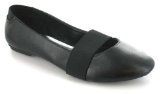 Platino `Beck` Ladies Elasticated Ballerina Shoes - Black - 3 UK