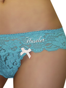 Crotchless Lace Turquoise Thong