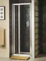Shower Bi-Fold Door 900mm with Silver Frame and Clear Glass