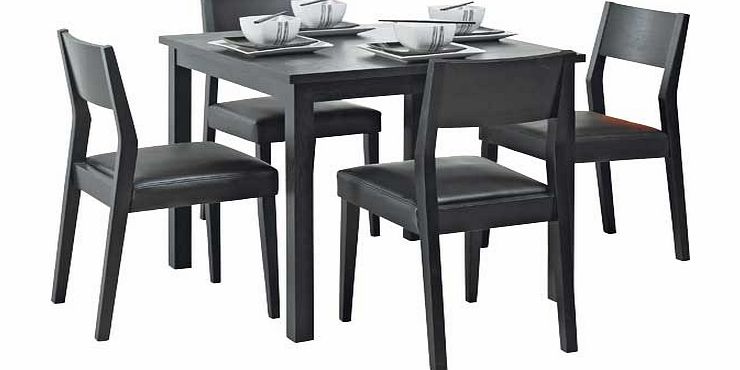 Hygena Black Square Dining Table and 4 Chairs